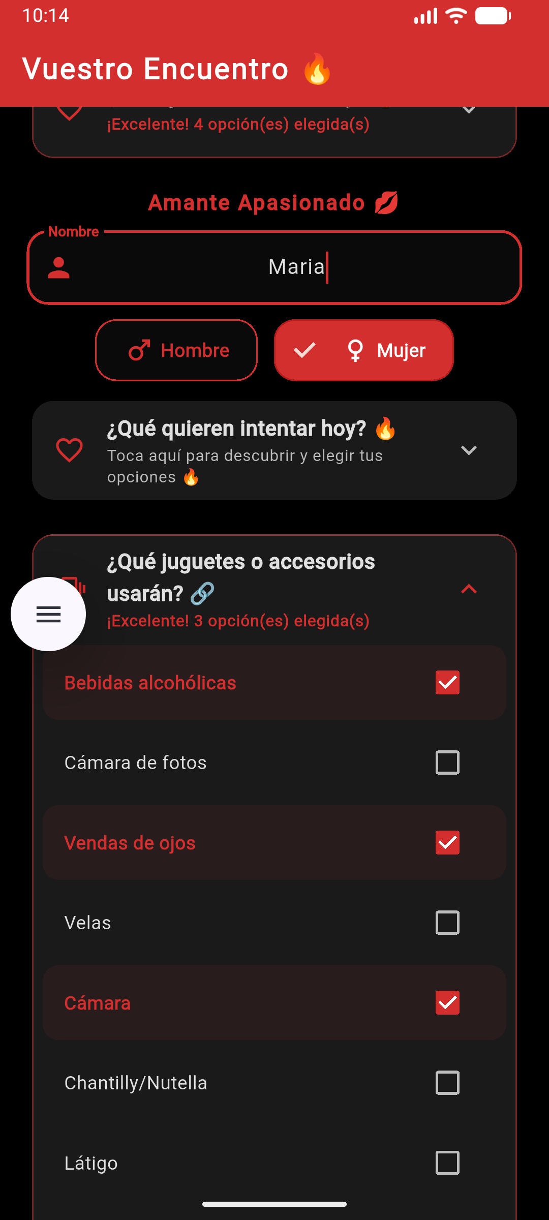 Selección de artículos y accesorios