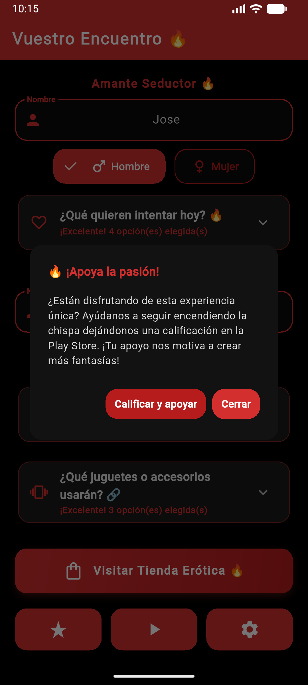 Sistema de calificación de la experiencia