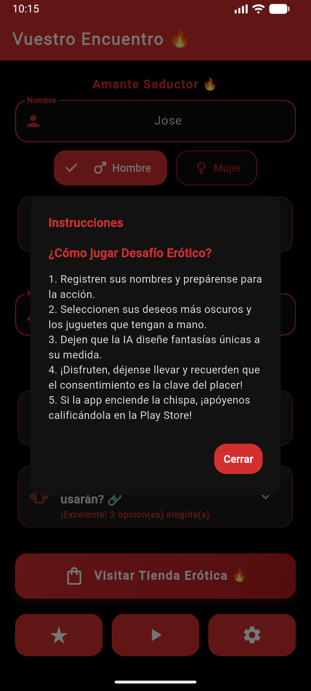 Guía de uso y reglas del juego